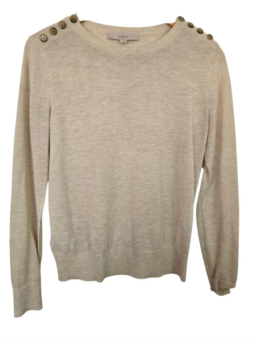 ✨ LOFT Beige Button Shoulder Lightweight Knit Sweater ✨